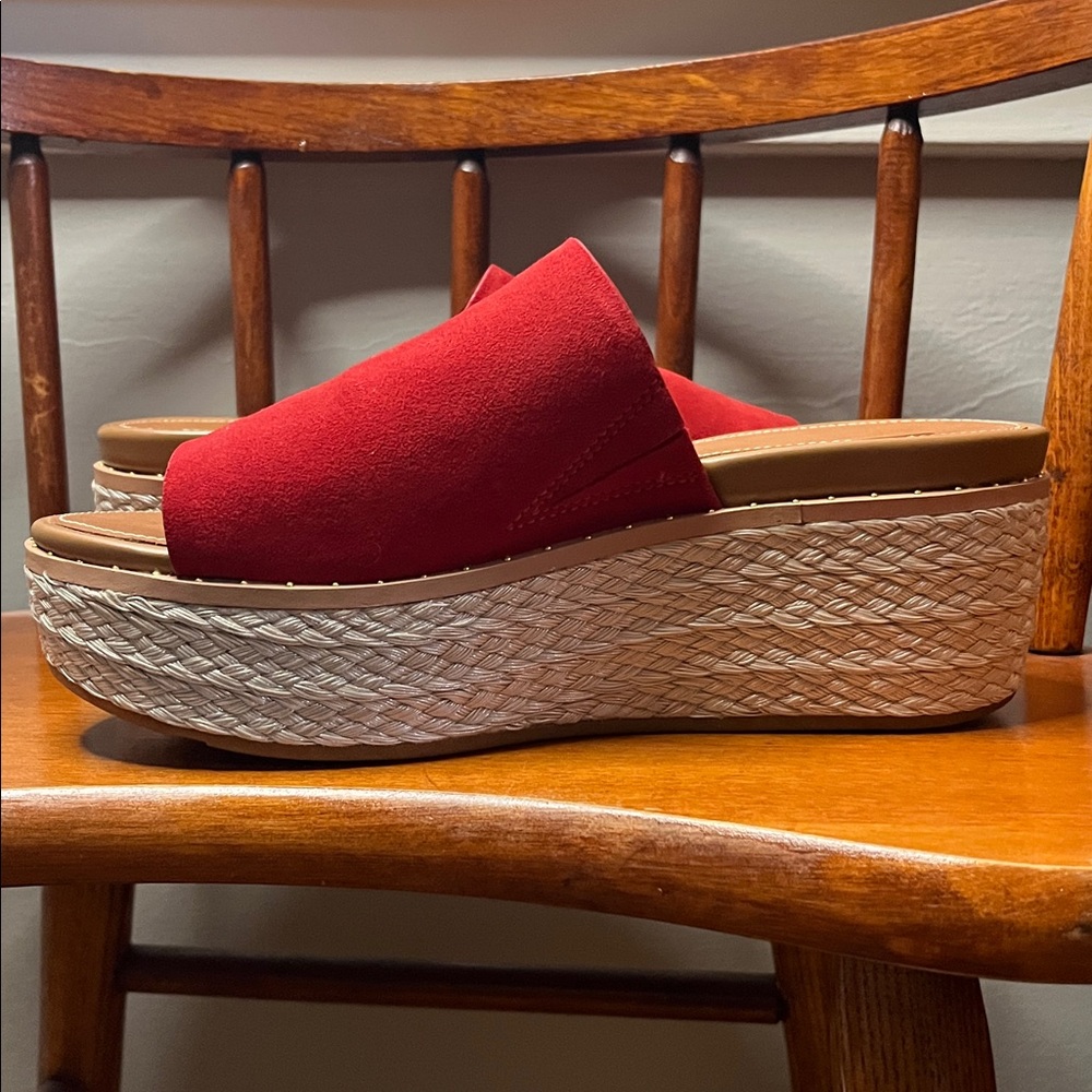 NWOT FitFlop Eloise Espadrille Suede Wedge Slide in Red Size 7 - Picture 6 of 12
